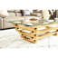 Table basse moderne de 55 po avec verre transparent, base en acier inoxydable doré, esthétique industrielle, construction, rectangle facile à assembler, plateau en verre, acier, caractère et fonctionnalité