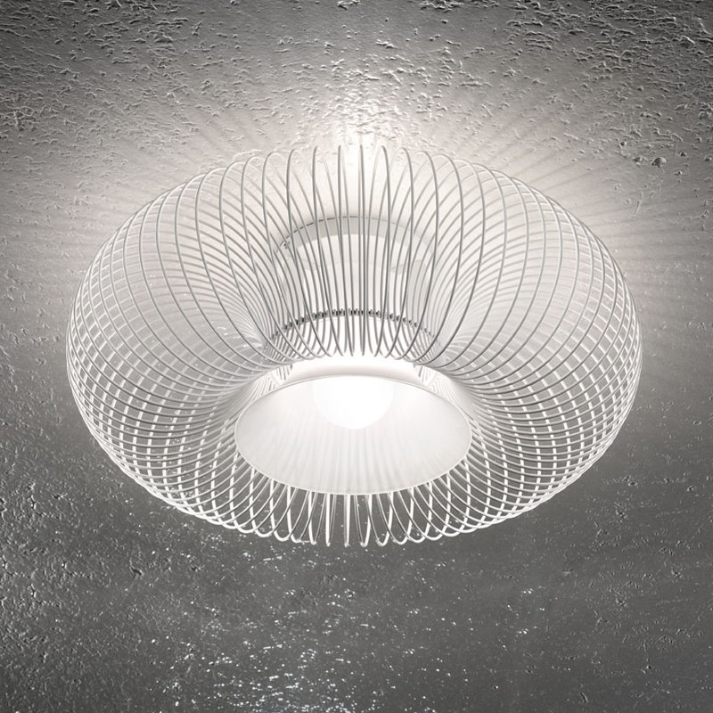 Spring Chrome Flush Mounted Sconce, Polished White, Sanded Borosilicate
