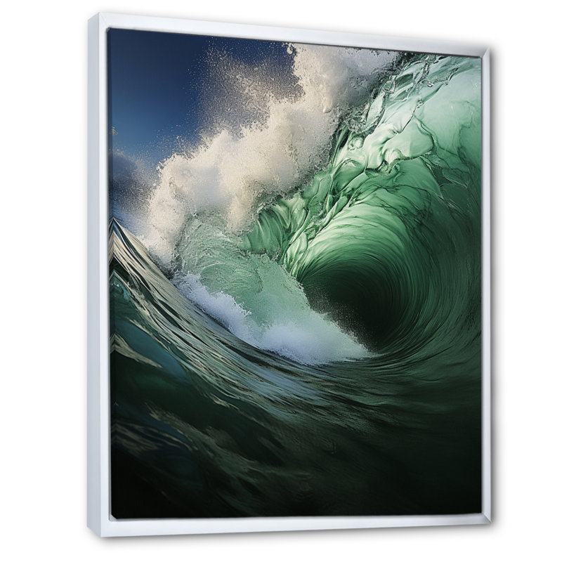 Jaalen Coastal Majestic Waves II, H 32 po x l 24 po x P 1 po, Cadre flottant blanc