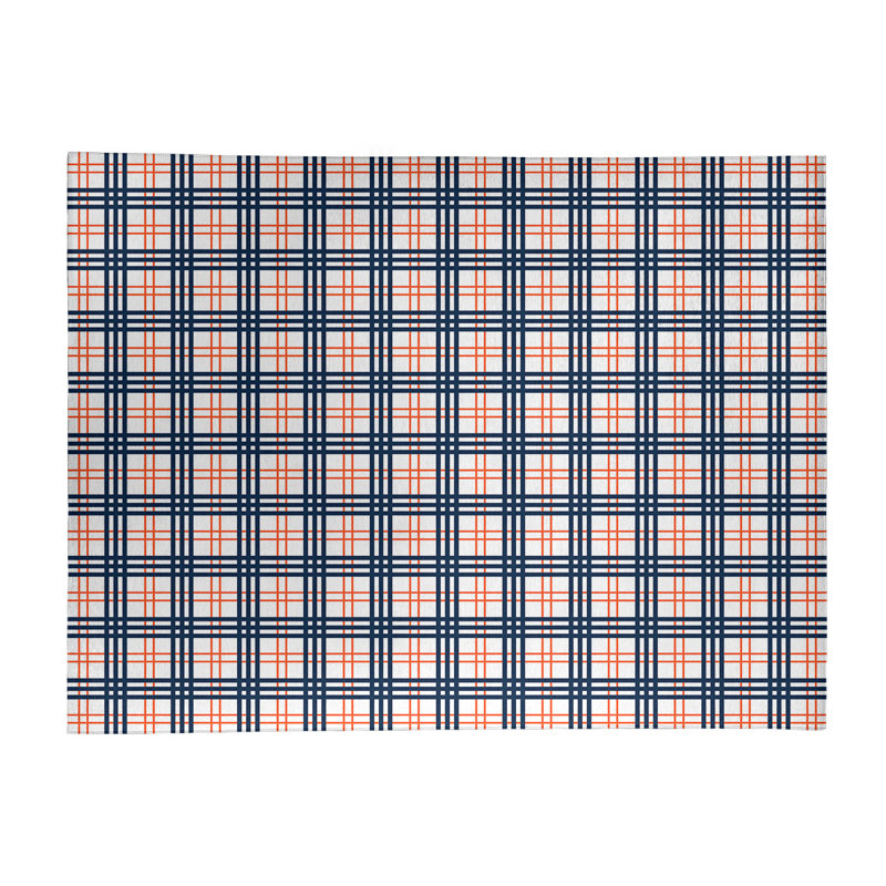 Tapis bleu / blanc à carreaux, Rectangle 8 pi x 10 pi