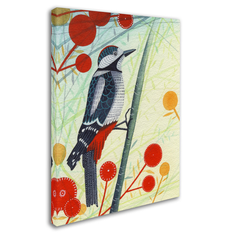 « woodpecker », reproduction sur toile tendue, H 24 po x l 18 po