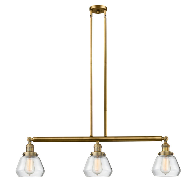 Leininger 3 - Light Kitchen Island Pendant, Clear, Brushed Brass