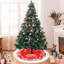 Jupe de sapin de Noël 35,4 pouces rouge, jupe d'arbre de Noël moelleuse pour décorations d'arbres de Noël, grand collier de jupe de sapin de Noël rustique