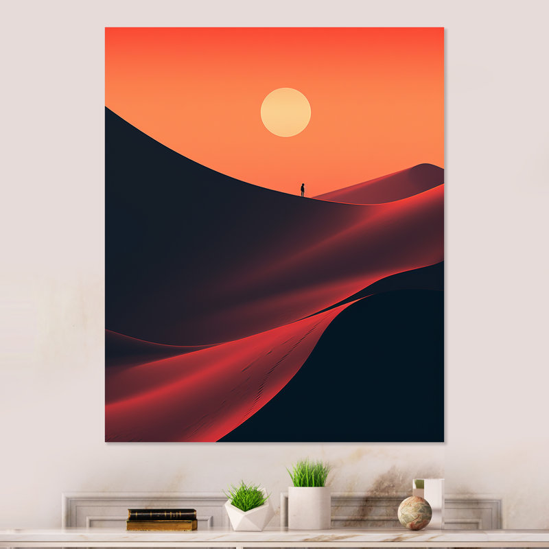 Alone In The Sahara Desert At Sunset III - Desert Metal Wall Art, 32" H x 24" W x 1" D