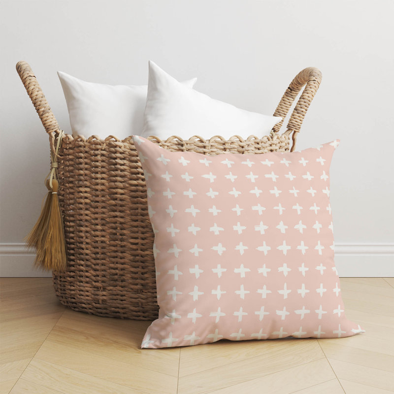 Coussin décoratif à carreaux, H 18 po x l 18 po, Rose