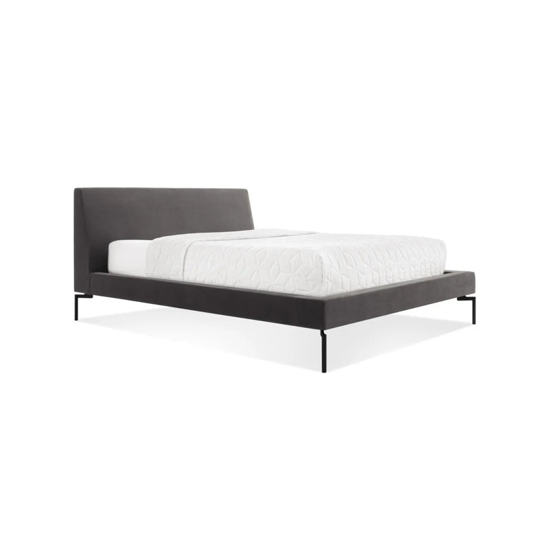 New Standard Upholstered Platform Bed, Full, Edwards Navy Crossweave