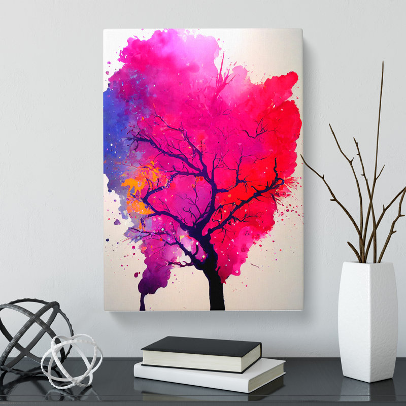 Brunsden Plum Tree Splatter Vol.3 - Wrapped Canvas, 50cm H x 35cm W x 3cm D