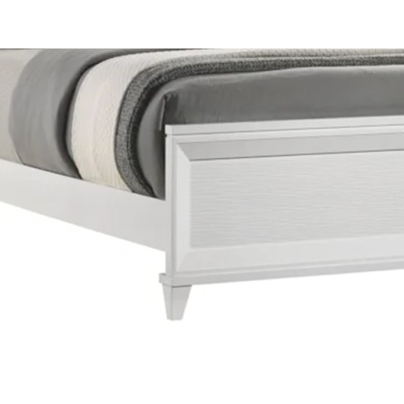 Ensemble de chambre pour très grand lit, blanc, bois argenté, ensemble 2 pièces avec table de chevet, Très grand lit
