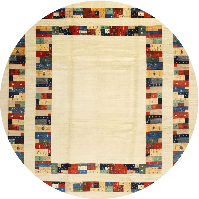 Tapis brun/vert/gris zone contemporaine, Rond 8 pi
