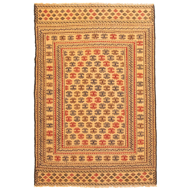 Tapisserie Shiravan SMK beige kilim 4 pi 0 po x 5 pi 11 po