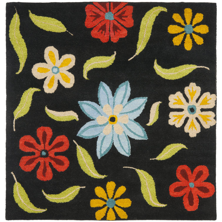 Tapis noir en laine Emrick