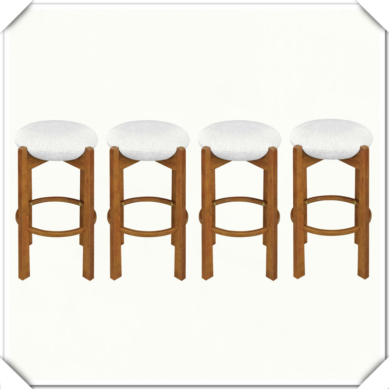Ensemble de 4 tabourets de bar rembourrés en bois d'intérieur finition noyer pratique, durable, compact et fonctionnel, Noyer