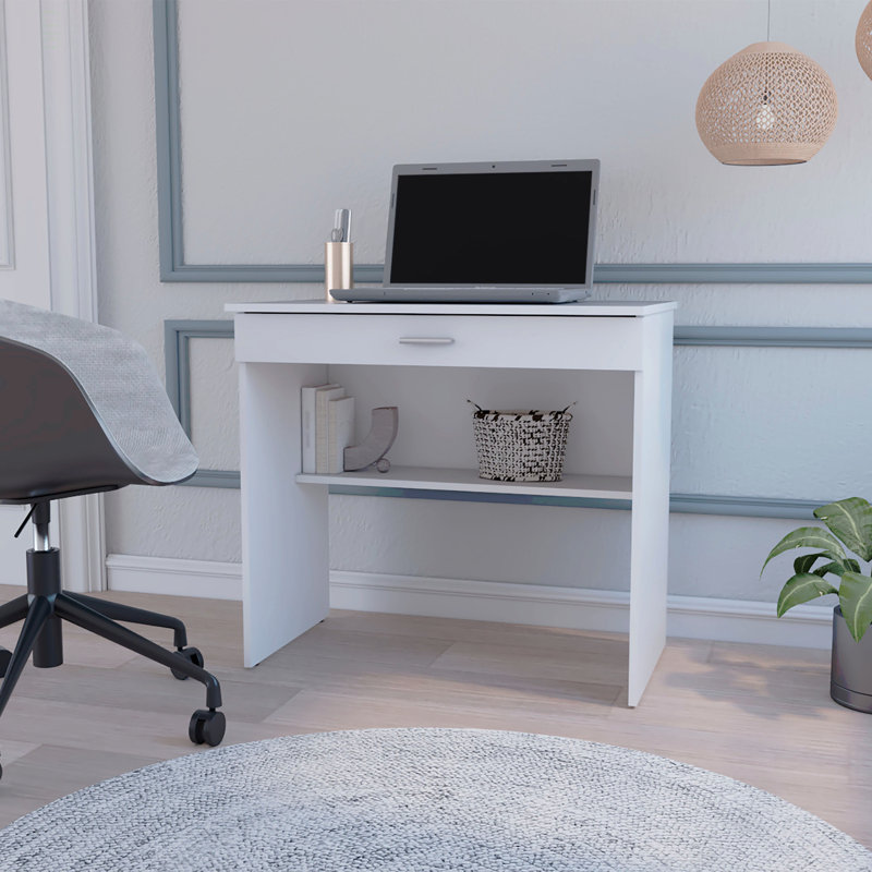 Bureau de rangement avec tiroir et tablette, Blanc