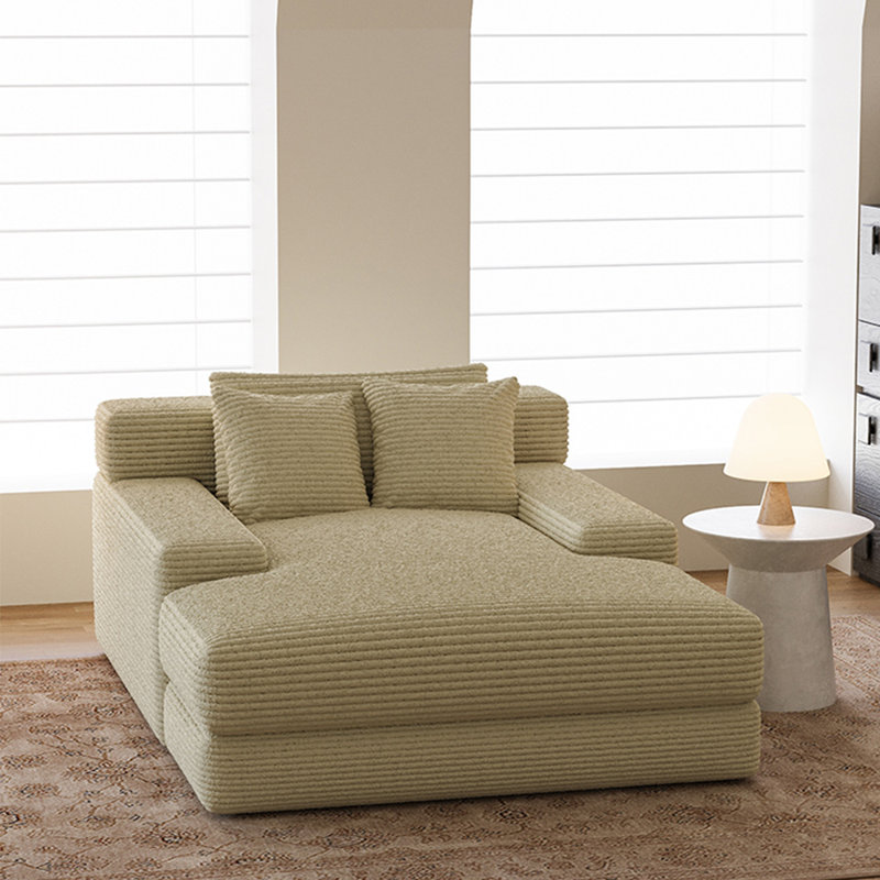 Méridienne simple en velours côtelé, Beige