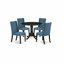 L'ensemble de table de cuisine 5 pièces pour 4 personnes comprend une table ronde avec Dropleaf et 4 chaises de salle à manger Parson en tissu bleu, noir-106914683-109975830-109975831