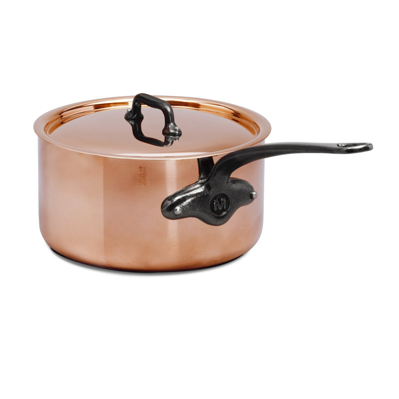 Mauviel M'heritage 200 Ci Copper Sauce Pan With Lid, Cast Iron Handle, 2.6-Qt
