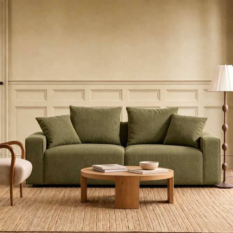 Canapé 88,58 po de largeur Uphostery, Mélange de polyester vert