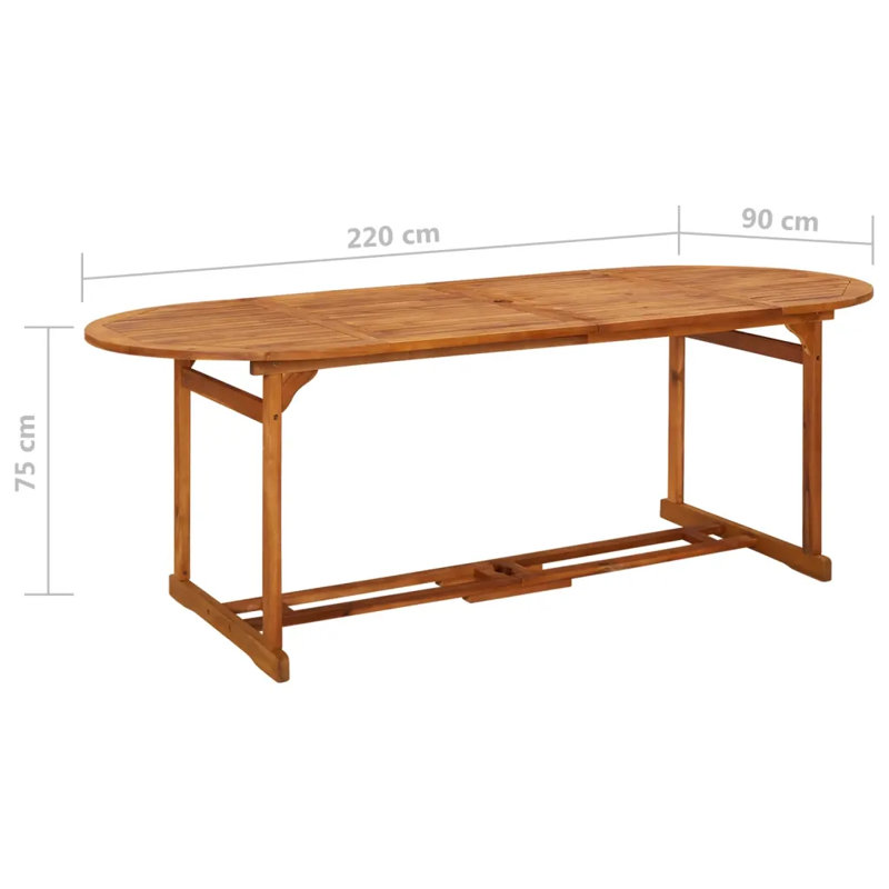 Siyana Oval Acacia Solid Wood Outdoor Dining Table 90 cm D, 75cm H x 220cm W x 90cm D