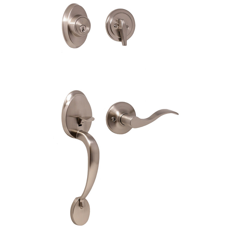 Ensemble de poignée Hillcrest avec pêne dormant et levier de porte et rosette, Nickel satiné, Gauche
