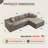 Boneless 105 '' W No Assembly Required Upholstery Corduroy Modular Sectional Couch Sofa with L-Shape Chaise 2 Piece and 5 Pillows Back, Free Combination, Modern Modular Sofa with Deep Seat-1381101136-1381101138