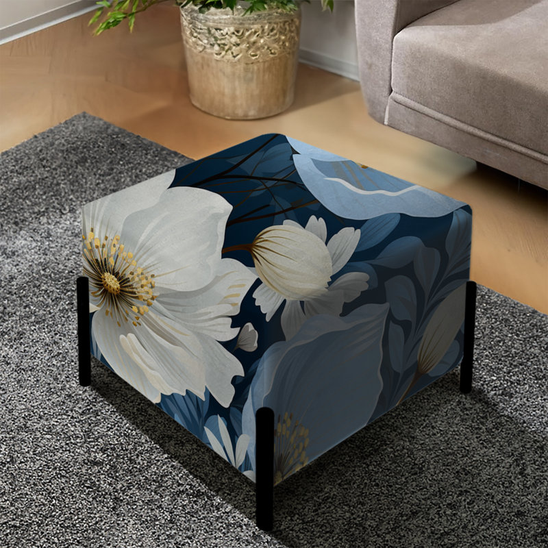 Repose-pieds blanc et bleu Meadow Serenity