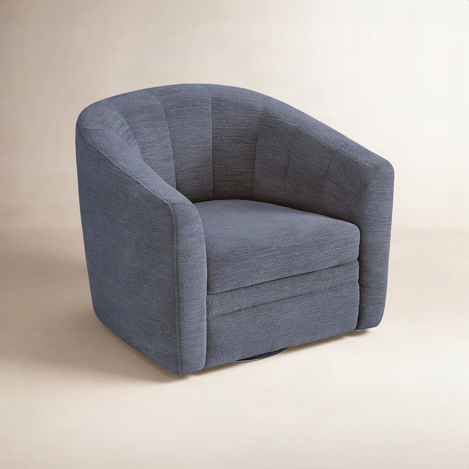 Eucalyptus Swivel Barrel Chair, Blue