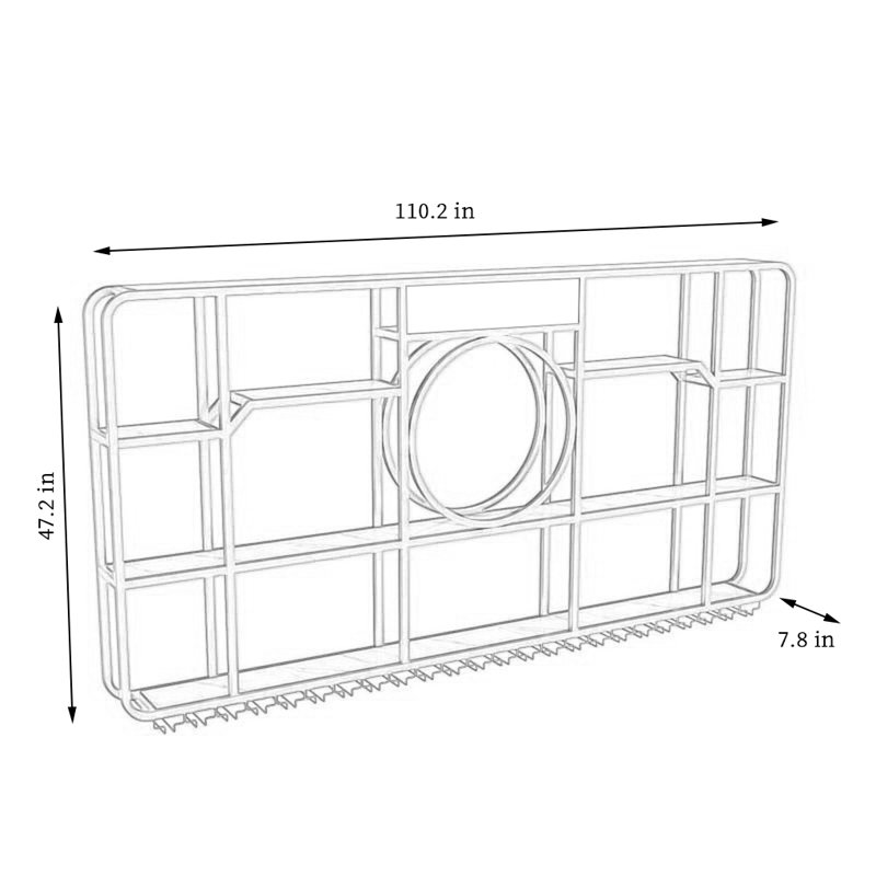 Creative Circle Wine Rack, Gold, 47.2" H x 110.2" W x 7.8" D
