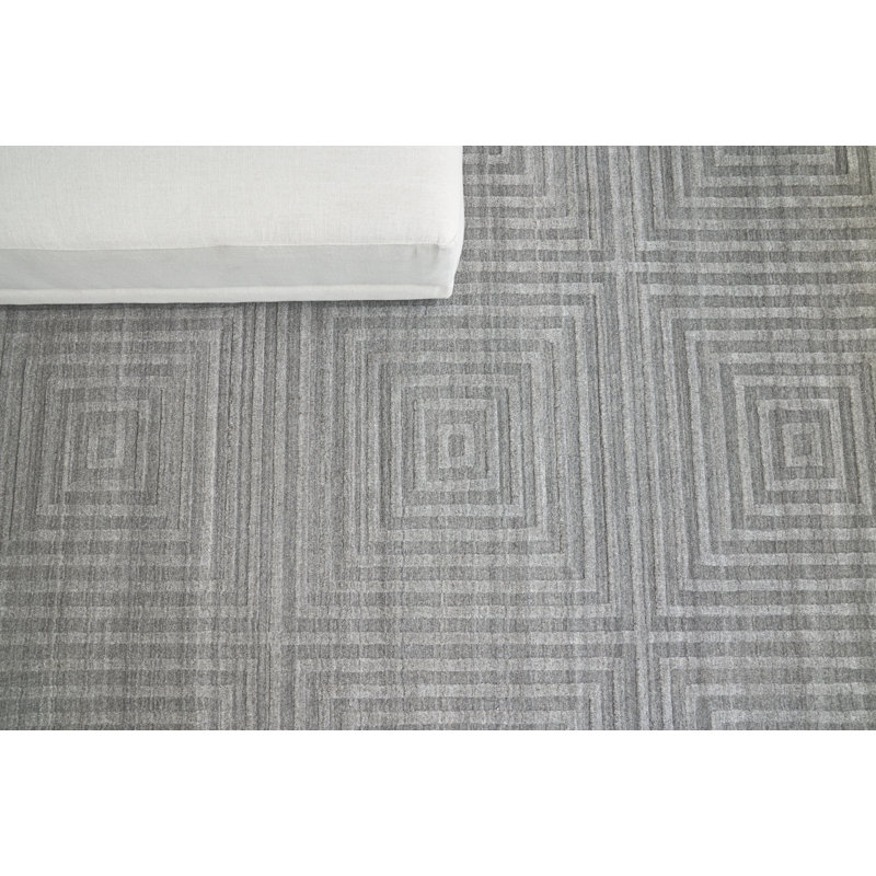 Castelli Geometric Area Rug in Light Silver, Gray, Rectangle 9' x 12'