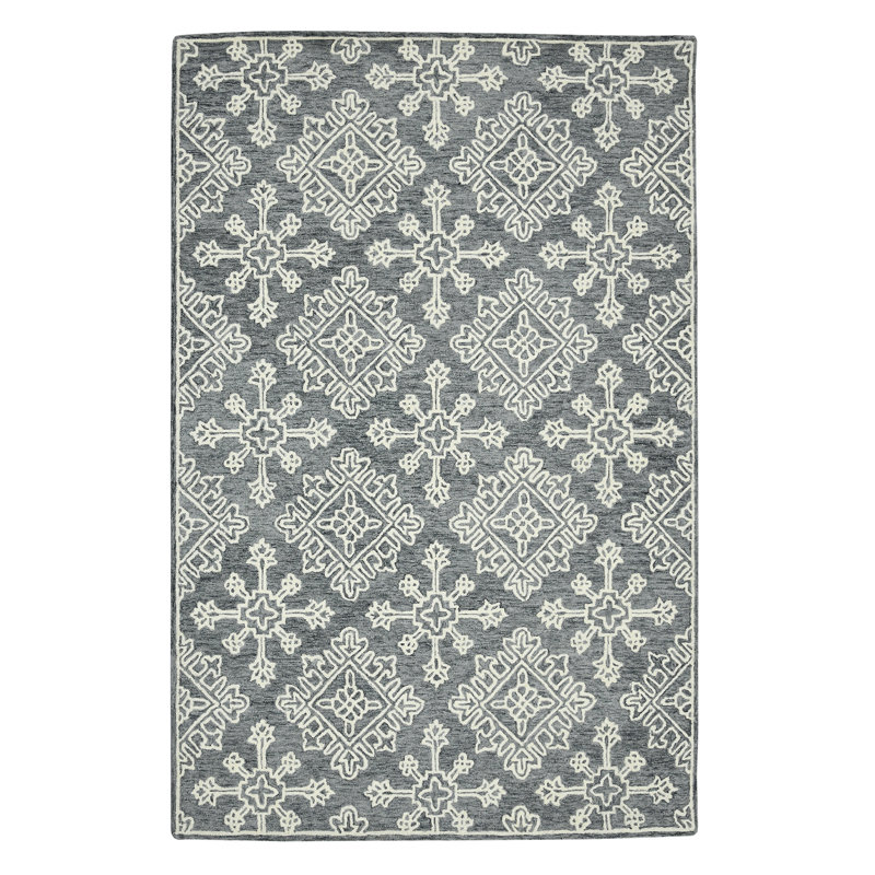 Laurent Transitional Geometric Natural Wool Area Rug, Rectangle 2' x 3'