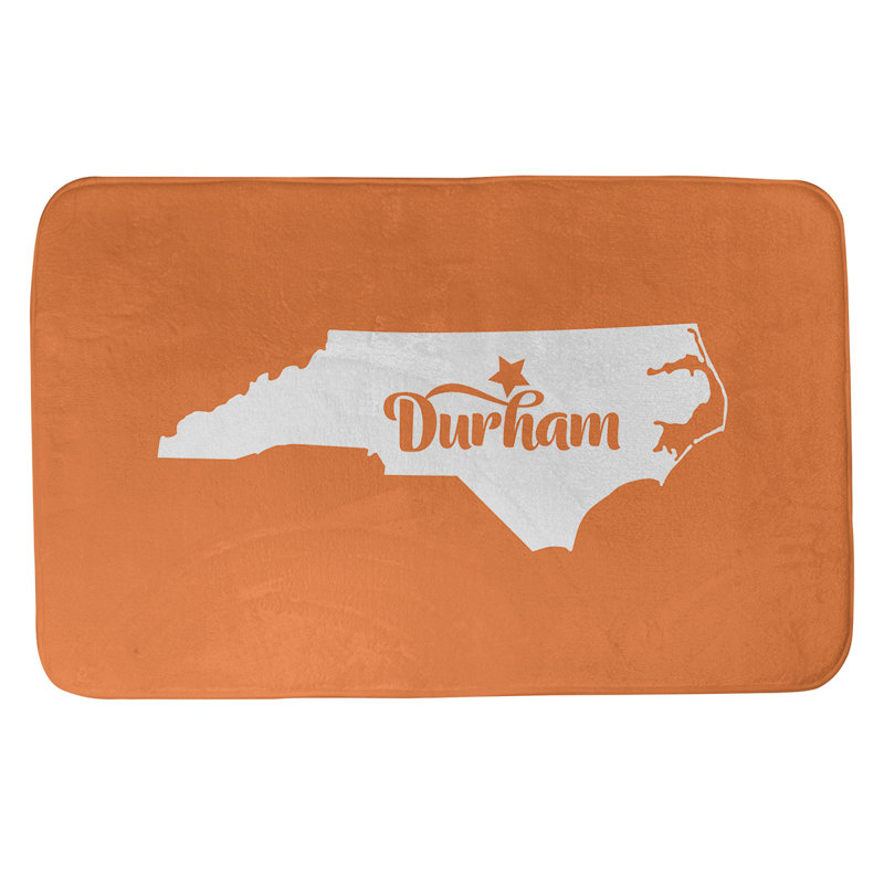 Tapis rectangulaire antidérapant pour salle de bain, L 21 po x L 34 po, Orange, Durham, Caroline du Nord 