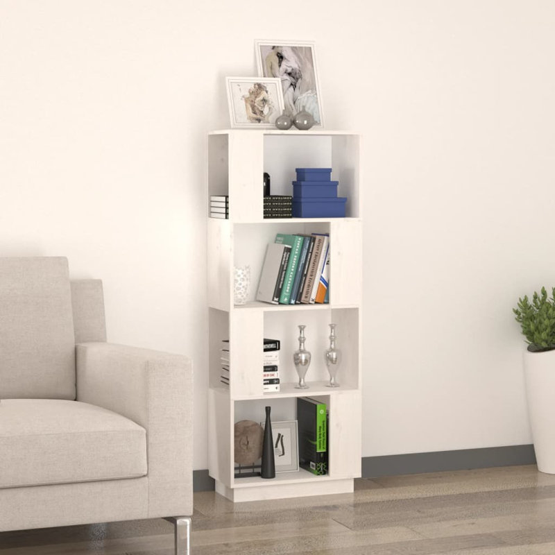 Giasone 132cm H x 51cm W Solid Wood Etagere Bookcase, White