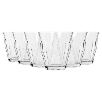 Argon Tableware 210ml Fluted Water Glasses - Ribbed Fluted Glassware Tumblers Set