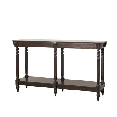 Walnut-Finished Mango Wood Console Table with Turned Legs