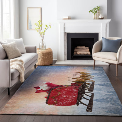Premium Machine Washable Cerrito AMF212 Blue Rug