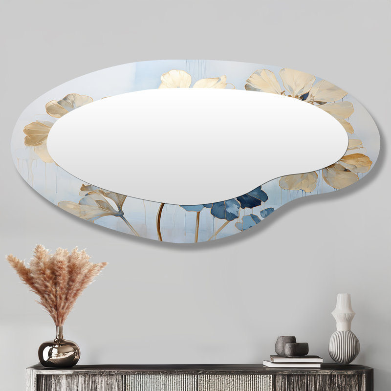 Blue Geraniums Bloom - géraniums en métal Art Decor - miroir mural traditionnel asymétrique