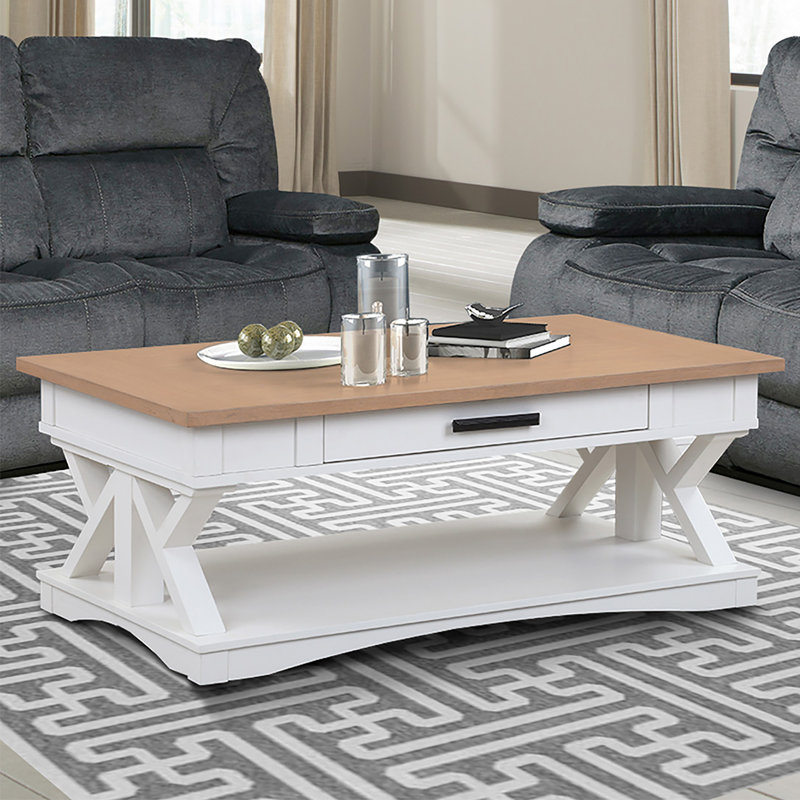 Stapleton Cocktail Table With 2 End Tables, Weathered Natural, Cotton