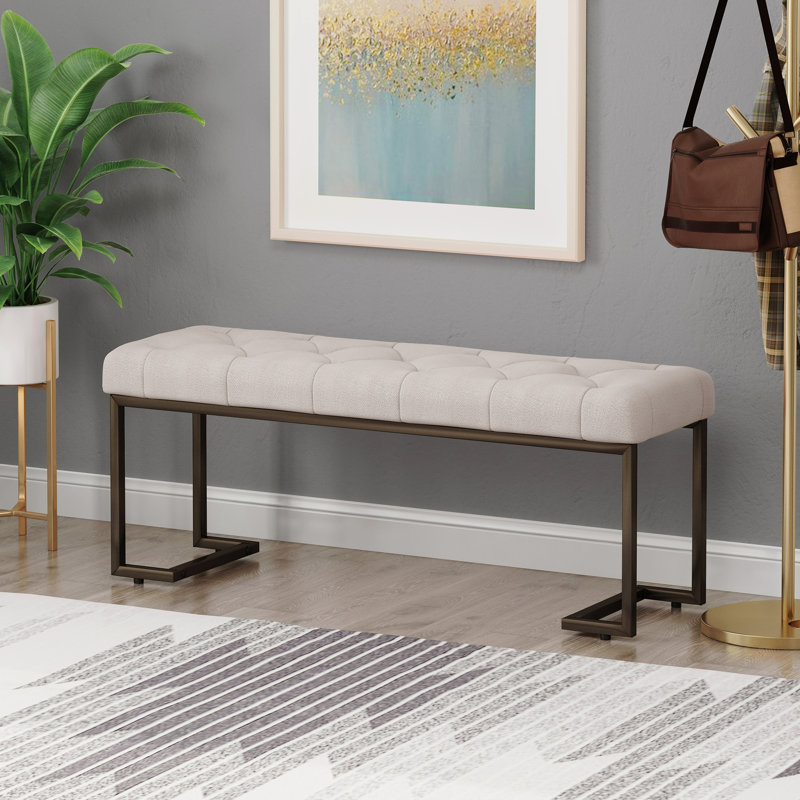 Banc rembourré capitonné, Beige