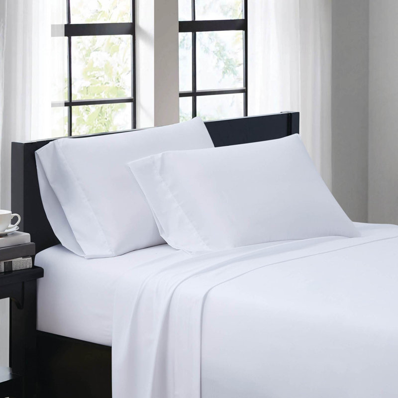 Everyday Microfiber Sheet Set, White, King Sheet Set with 2 Pillowcases