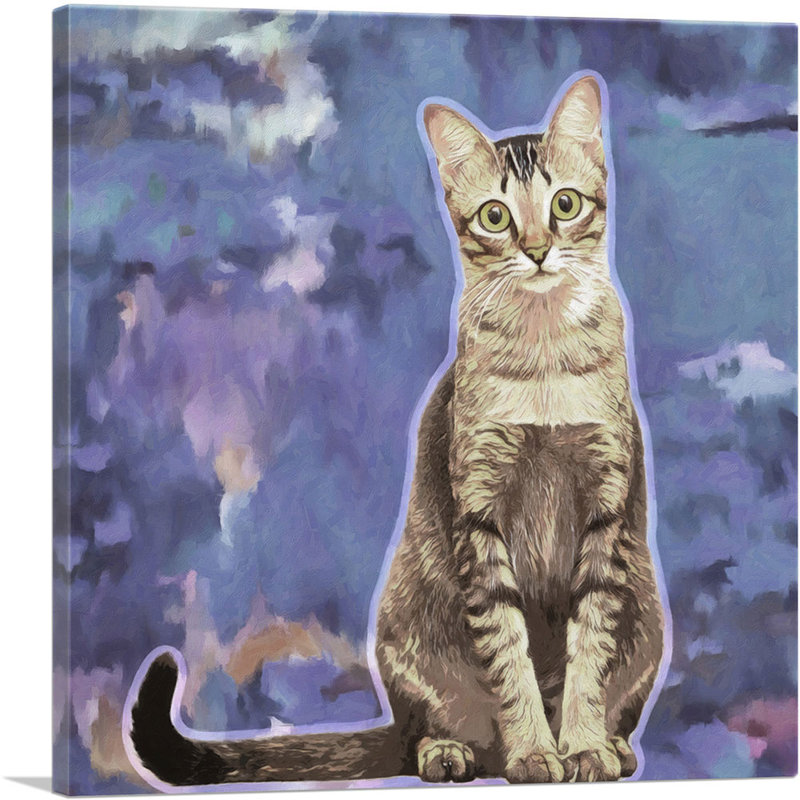 Reproduction de peinture sur toile enveloppée de race de chat singapoura, violet, H 36 po x l 36 po x P 0,75 po