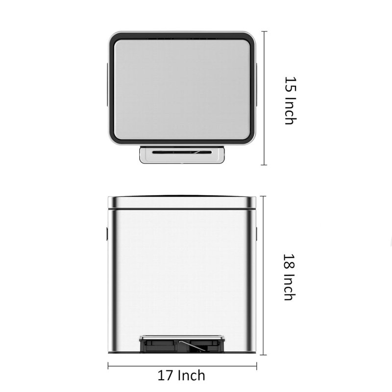 Stainless Steel Kitchen Trash Can - 30.3L