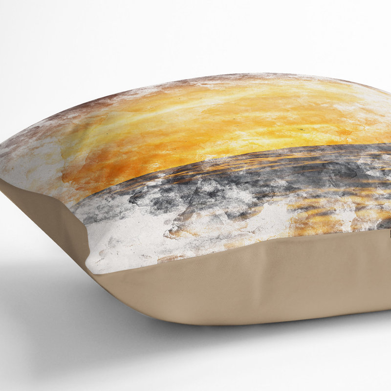Ocean of Clouds Watercolour Cushion with Filling, 40cm H x 40cm W x 15cm D, Stone