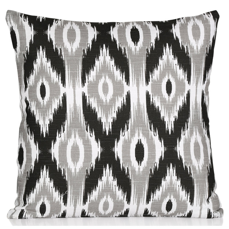Loyd Ikat Square Throw Cushion Cover, Black