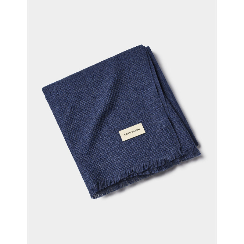 Alpaca Waffle Throw, 60" L x 50" W, Slate Blue