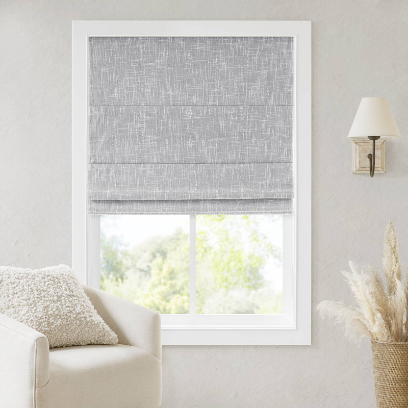 Store romain sans cordon total occultant, 27 x 64 pouces, mélange de polyester et de lin moderne pour l'intimité de la maison