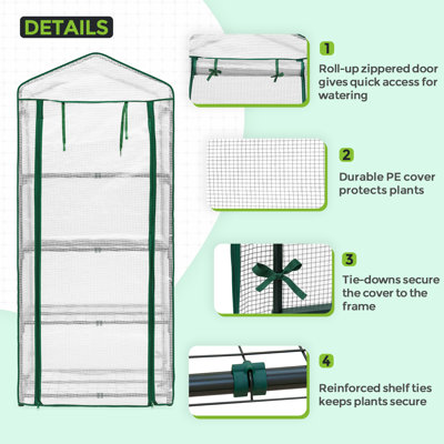 4 Tier Mini Greenhouse - Portable Small Greenhouse with Shelves