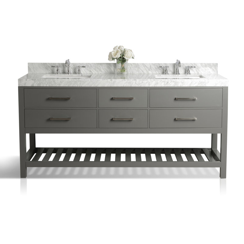 Elizabeth 72'' W Double Vanity, Sapphire Gray | Brushed Nickel