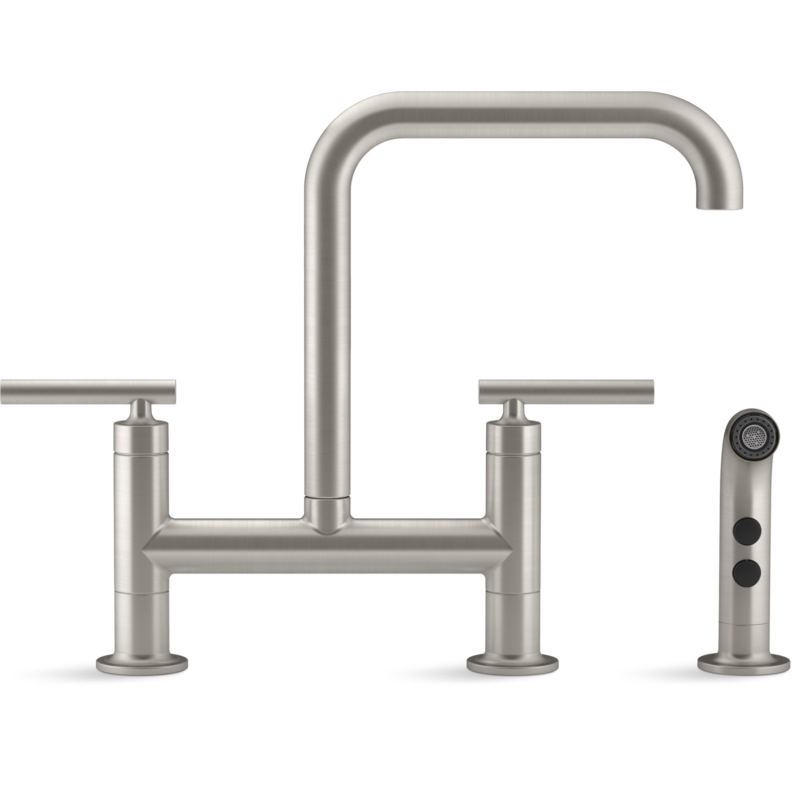 Kohler Purist Bridge Faucet with Sidespray, Vibrant Stainless