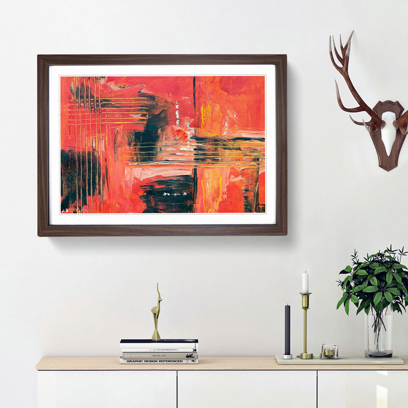 Abstract Art Painting Vol.259 by S.Johnson - Picture Frame Painting Print, 27cm H x 36cm W x 2cm D, Walnut Framed