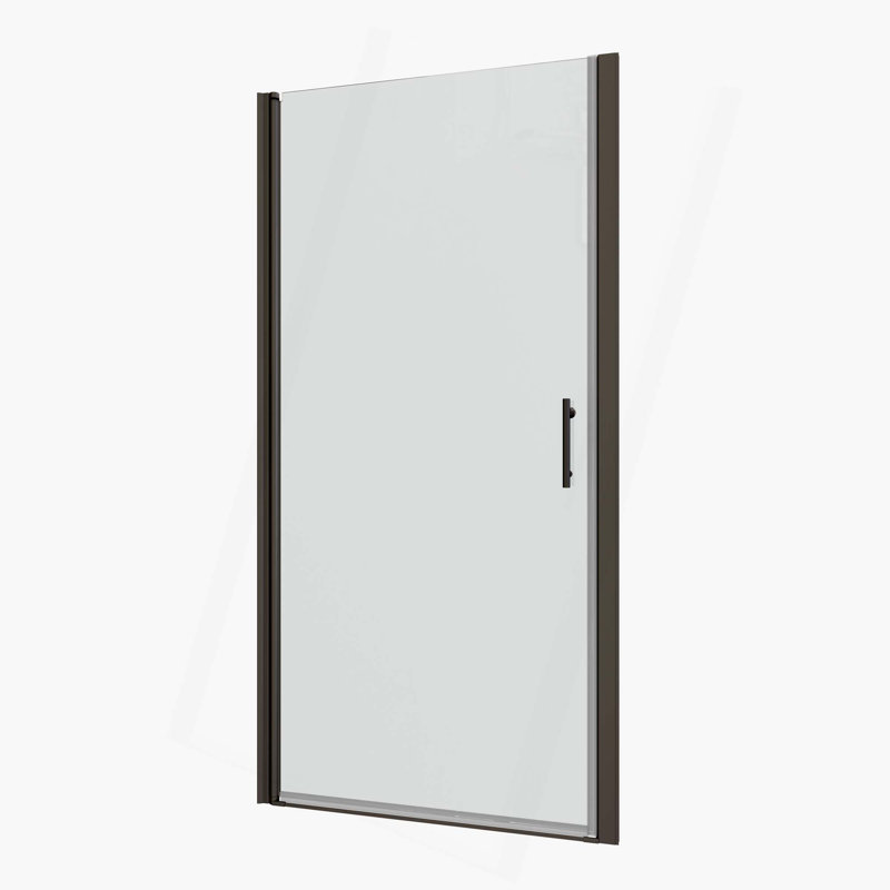 Universal Pivot Shower Door,Open Outside,With 1/4" Tempered Glass, Black