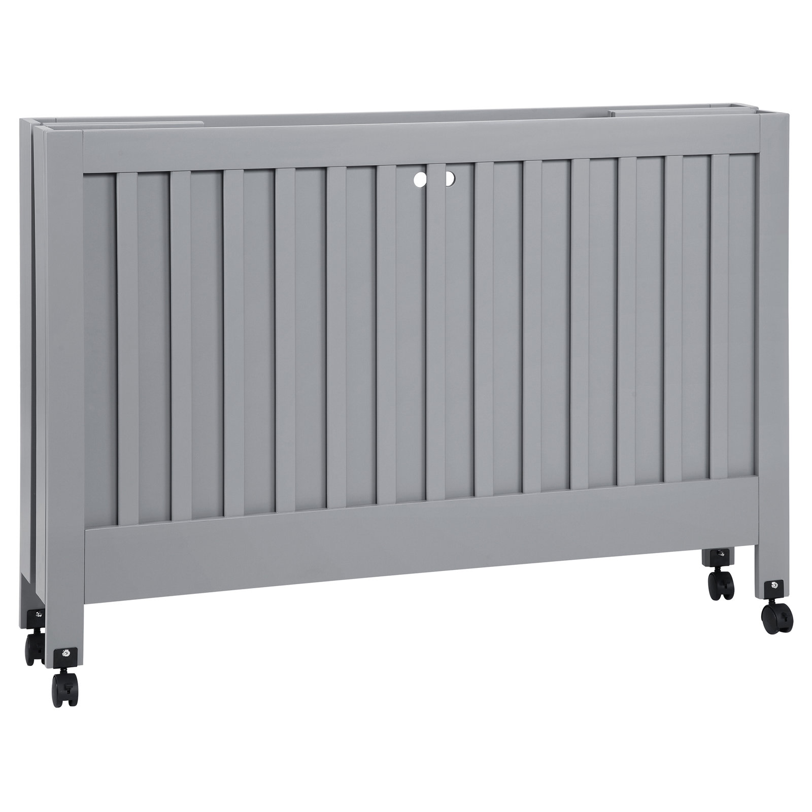 Maki Pine 2-in-1 Convertible Foldable Crib, Gray